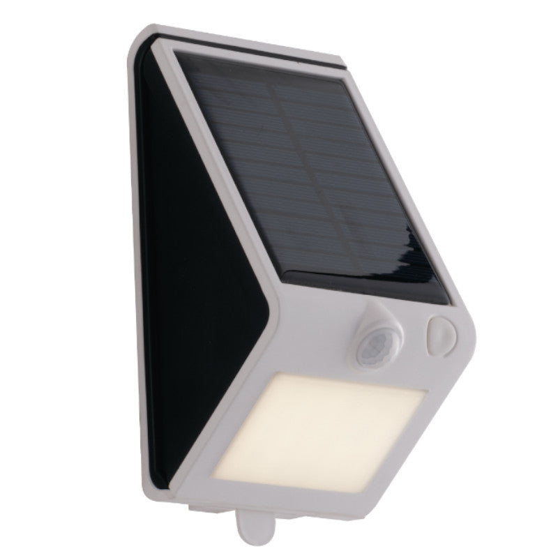 Applique per esterno IP54 led in termoplastica bianco con SENSORE DI MOVIMENTO e PANNELLO SOLARE luce natura 4000°k 3W 300LM OPEN Applique per esterno IP54 led in termoplastica bianco con SENSORE DI MOVIMENTO e PANNELLO SOLARE luce natura 4000°k 3W 300LM OPEN